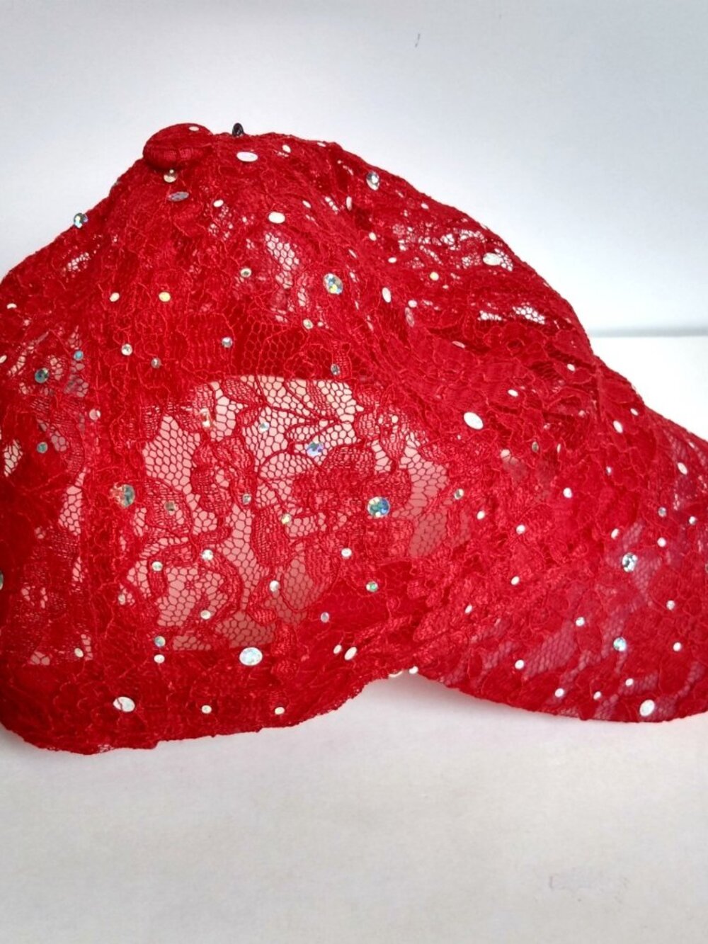 Something Special Red Lace Women's Hat Baseball Cap Sequins Sparkle Y2K New NWOT